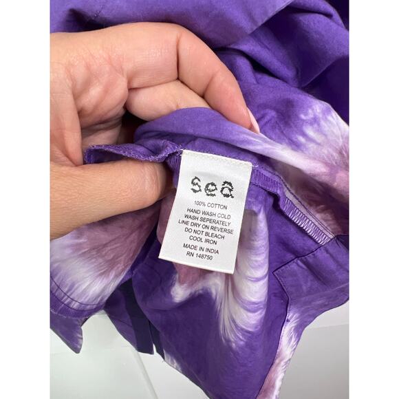 NEW Sea New York Tie Dye Tunic Long Sleeve Mock Neck Purple Mini Dress - Picture 5 of 7